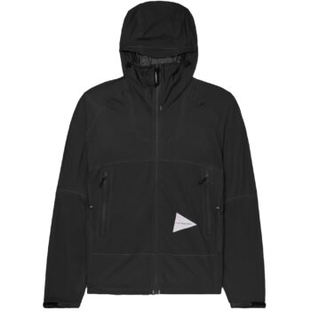 And Wander Logo-Print Ripstop Hooded Jacket Black