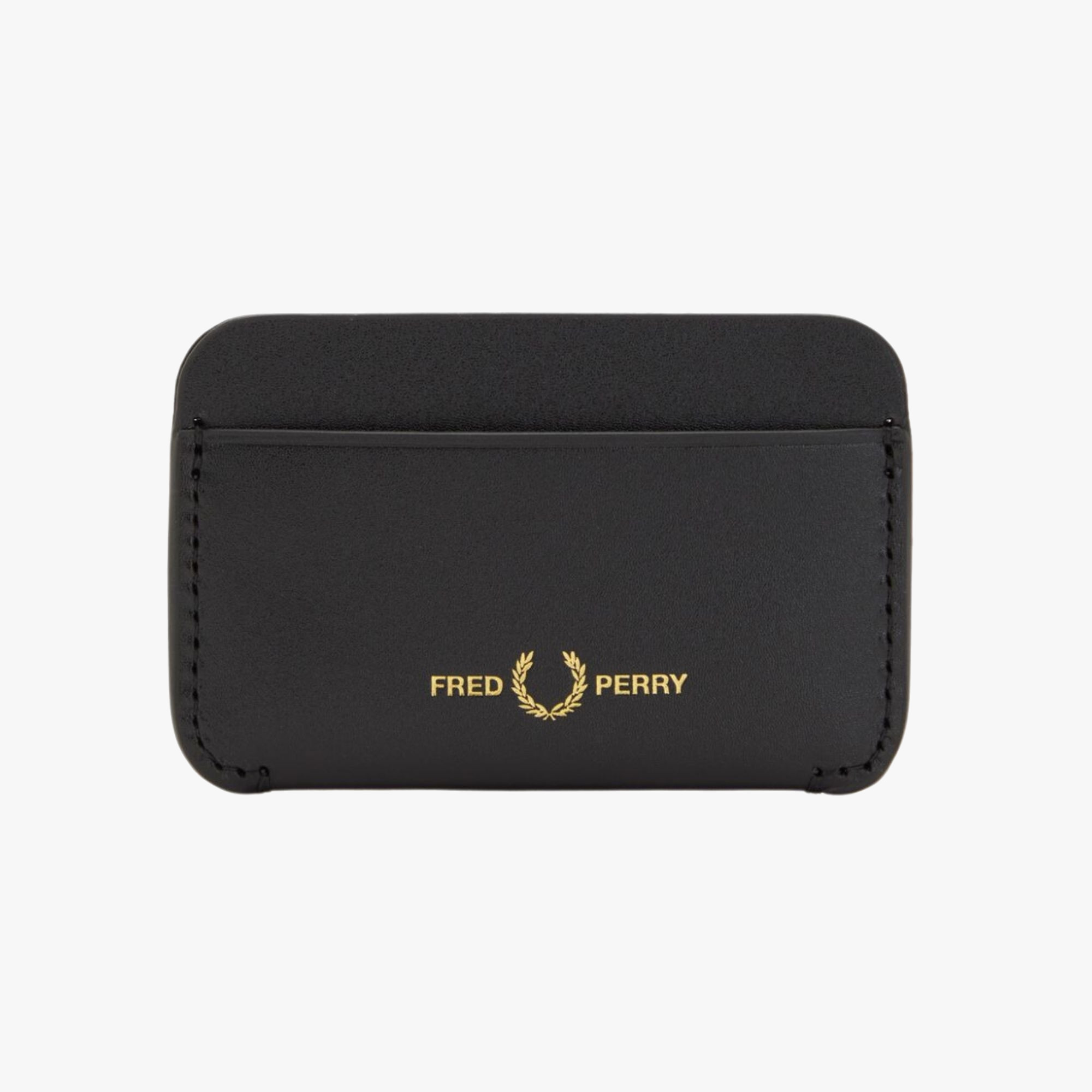 FRED PERRY BURNISHED LEATHER CARDHOLDER BLACK