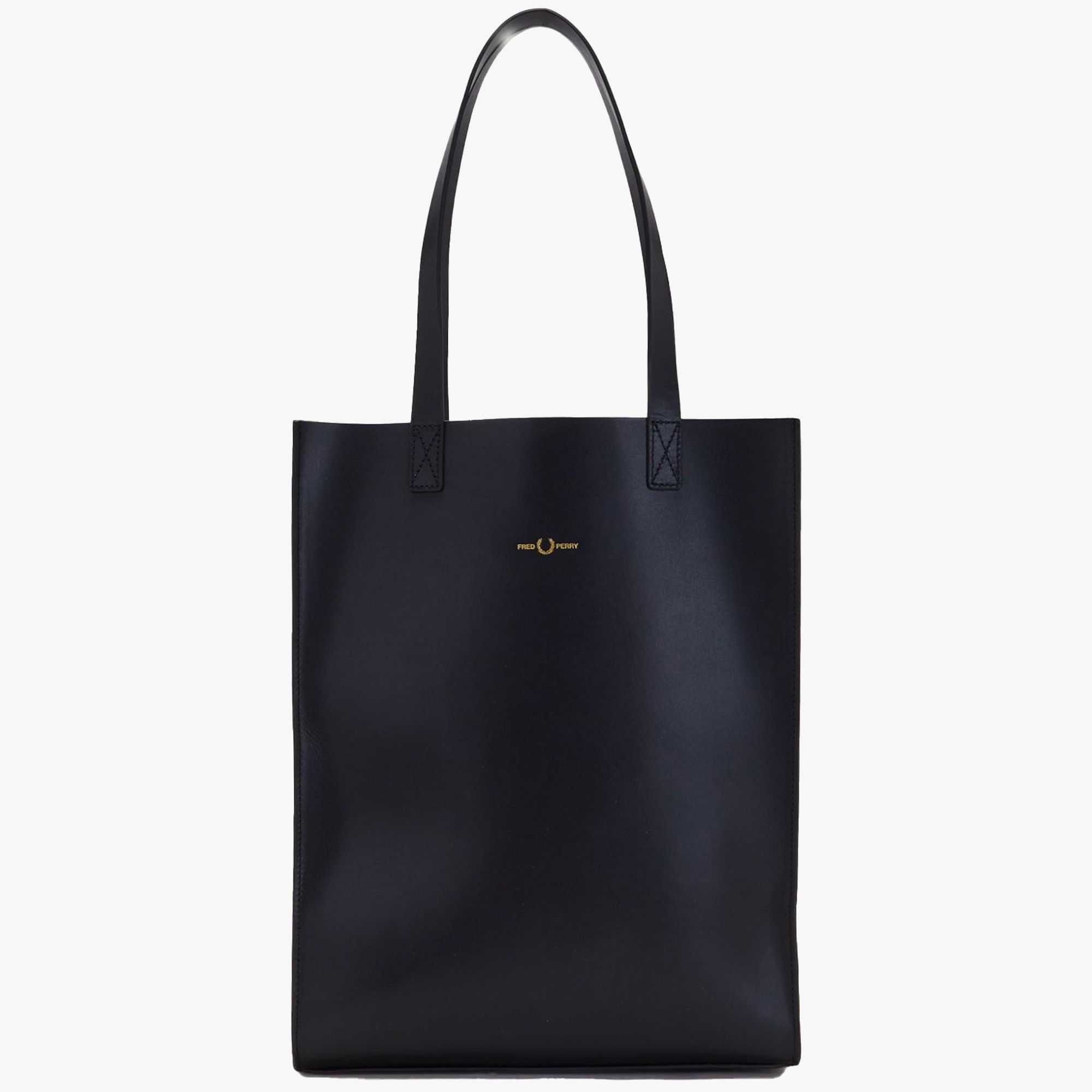 FRED PERRY BURNISHED LEATHER TOTE BAG BLACK