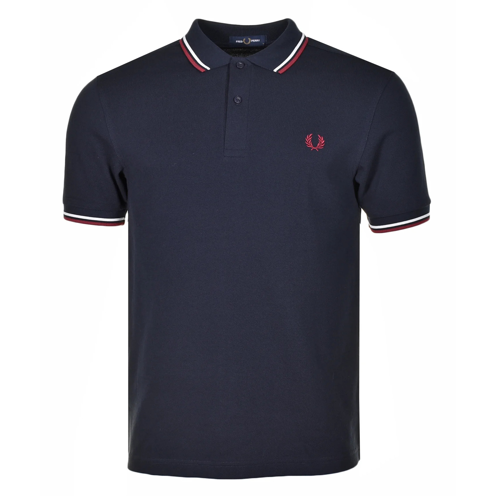 Fred Perry Twin Tipped Polo Shirt Navy Snow White Burnt Red