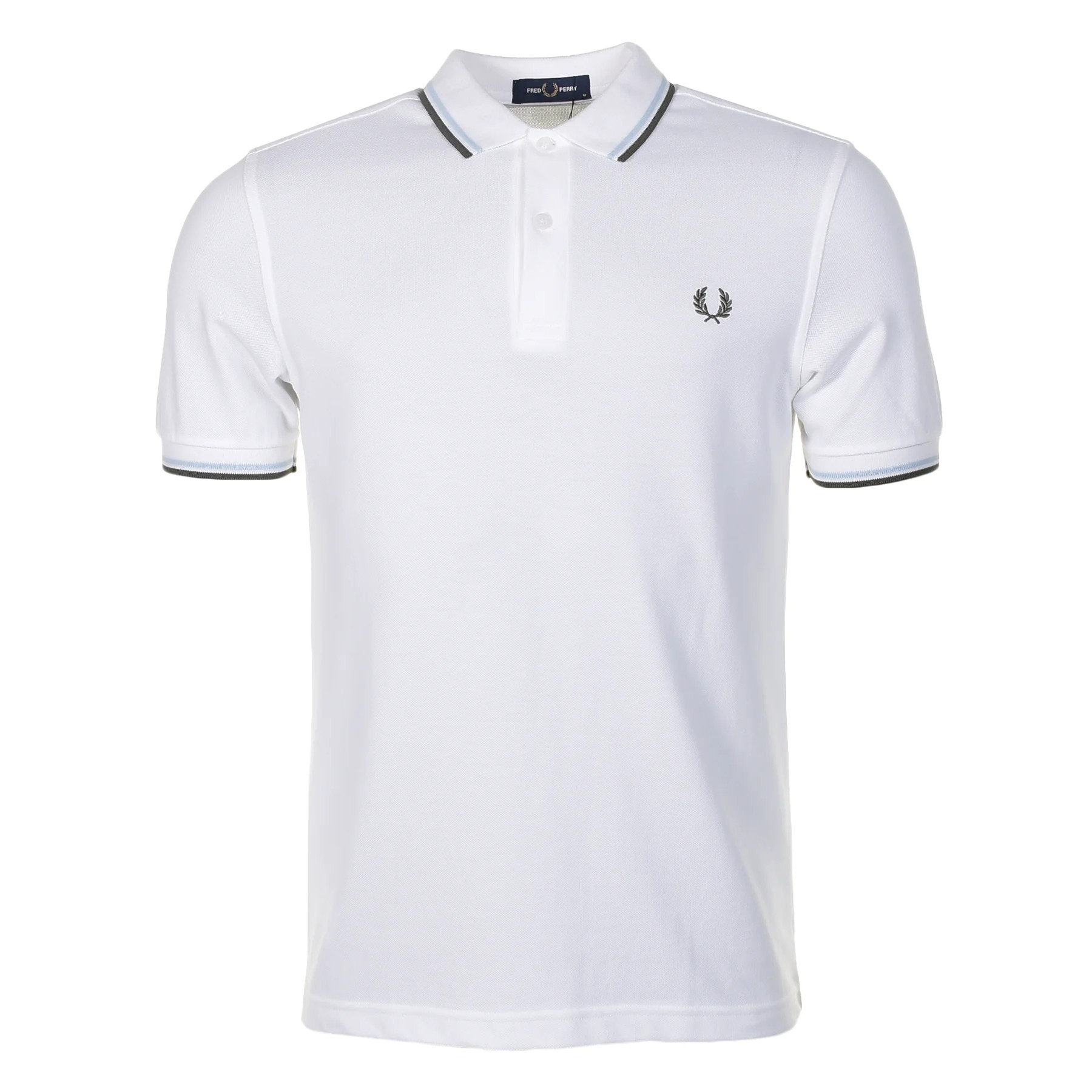 Fred Perry Twin Tipped Polo Shirt White Light Ice Field Green