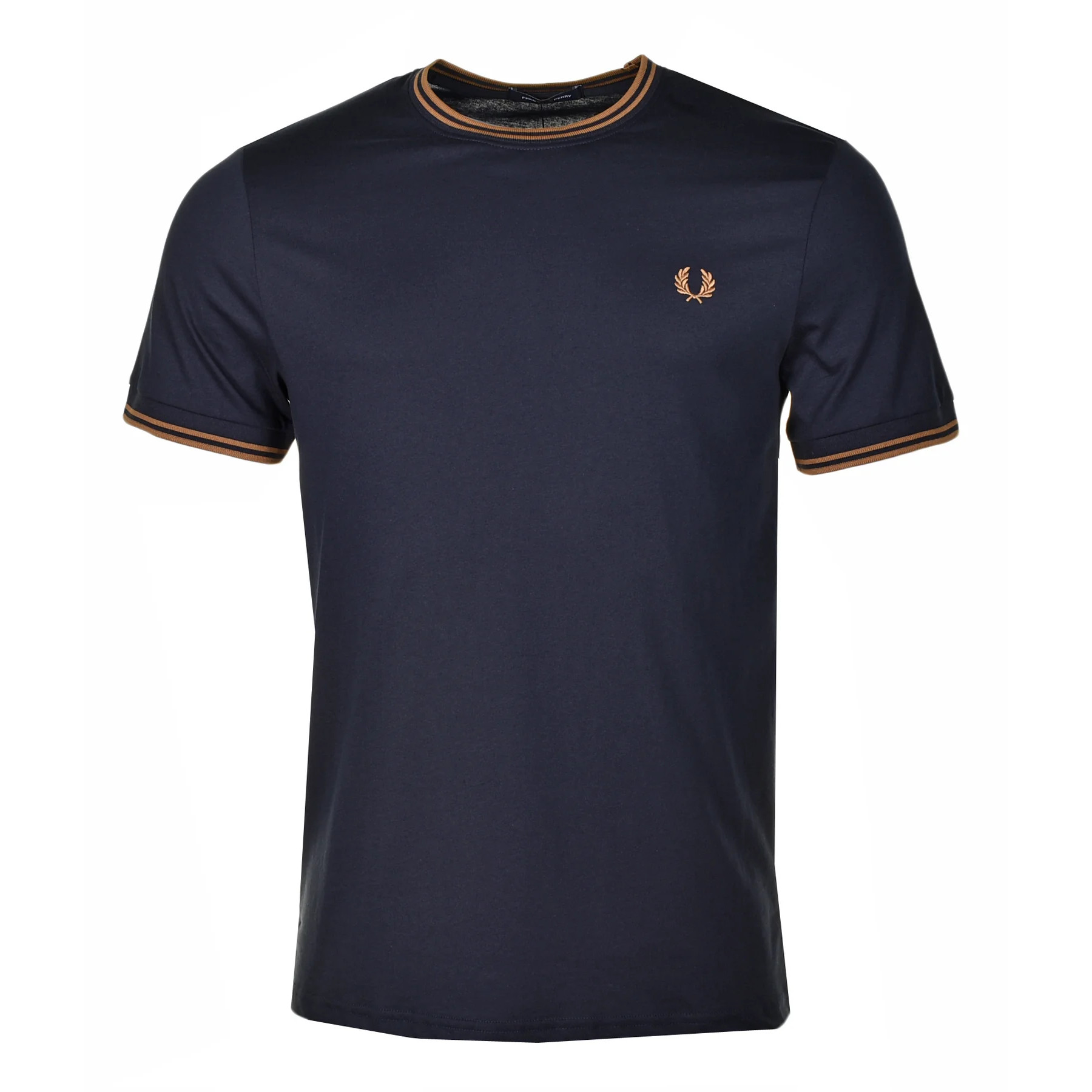 Fred Perry Twin Tipped T-Shirt Navy Dark Caramel