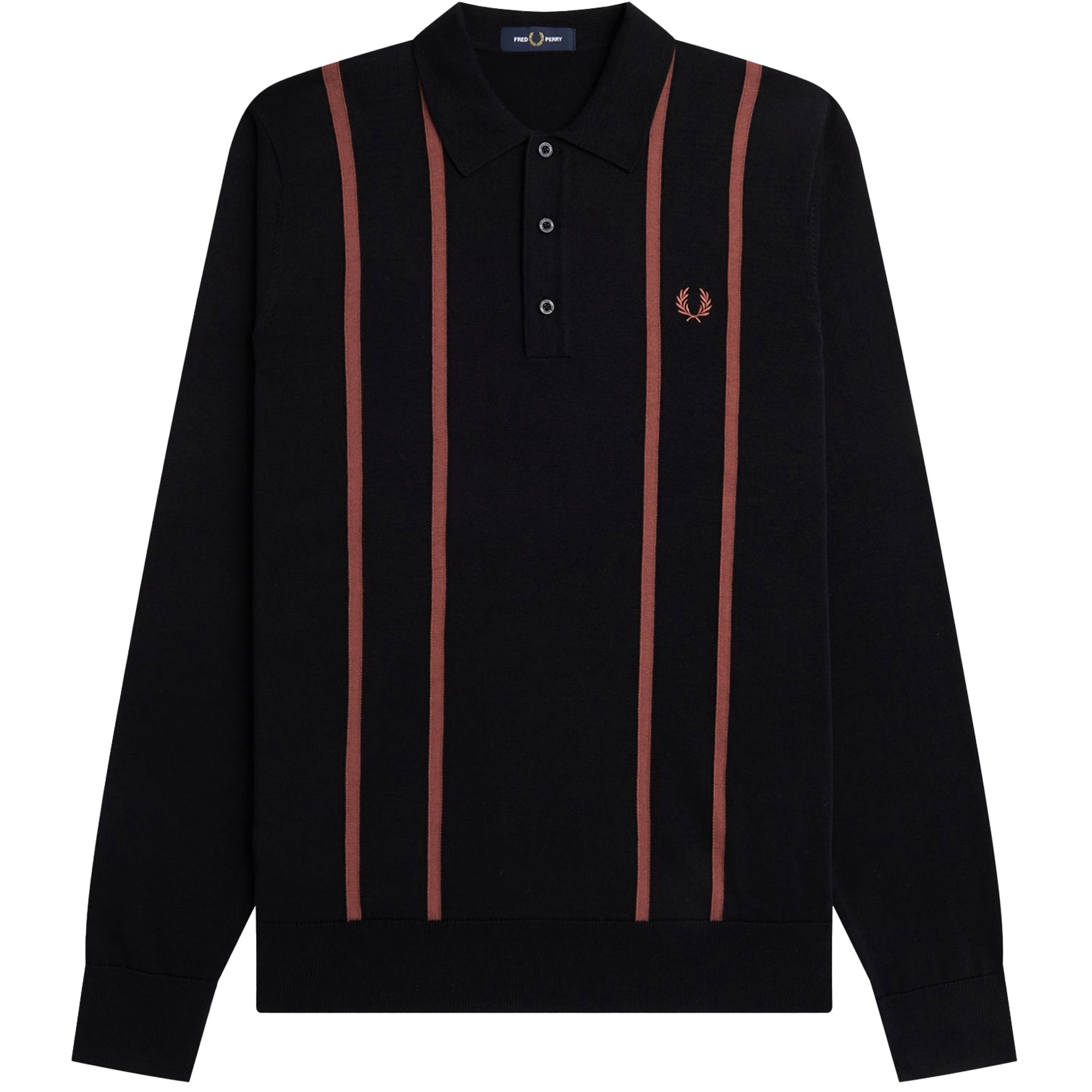 Fred Perry Vertical Stripe Knitted Shirt Black