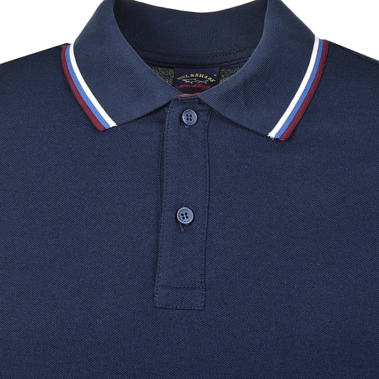 Paul & Shark Long Sleeve Stripe Collar Polo Shirt Navy