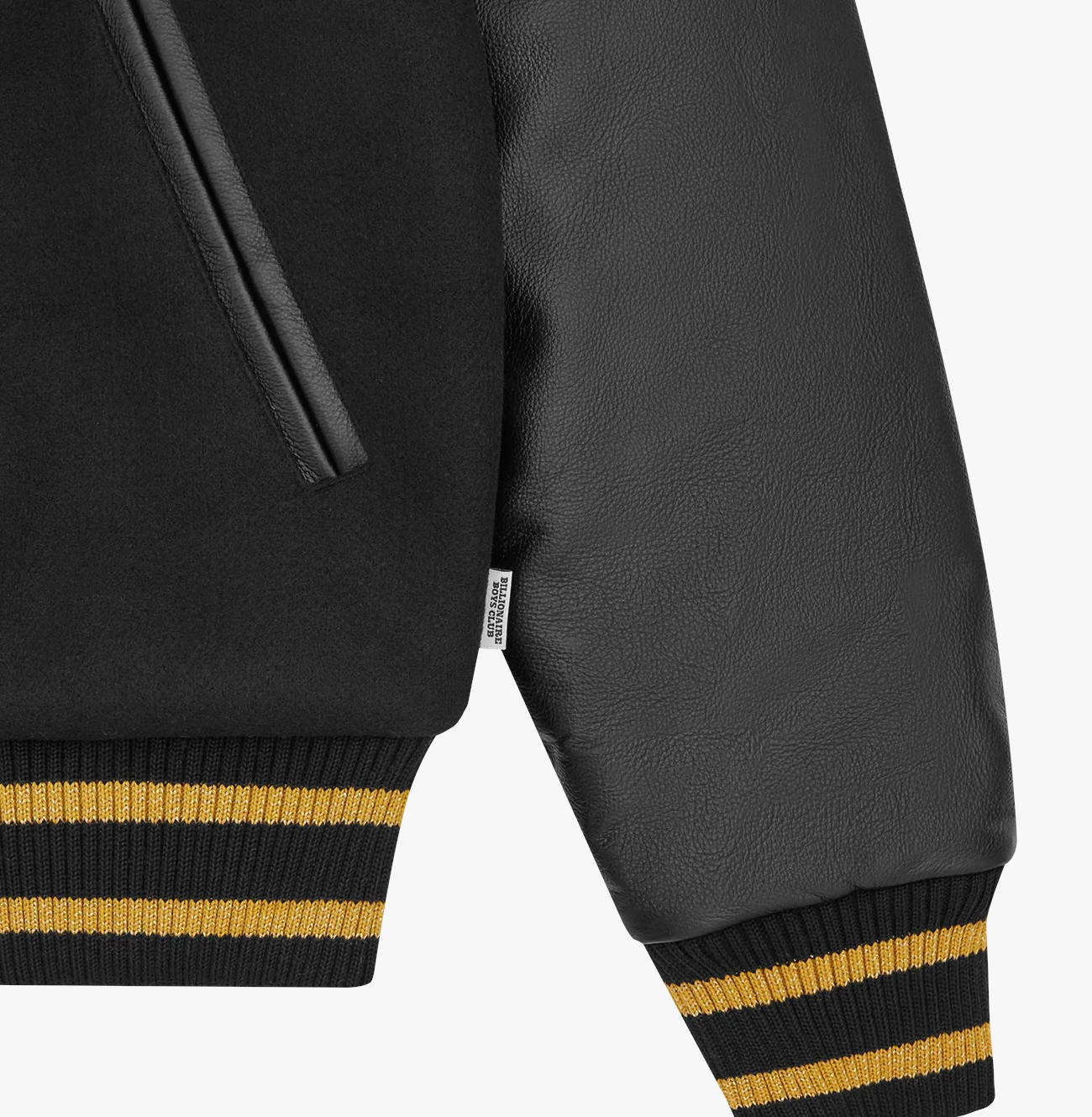 Billionaire Boys Club Leather Sleeve Varsity Jacket Black/Gold