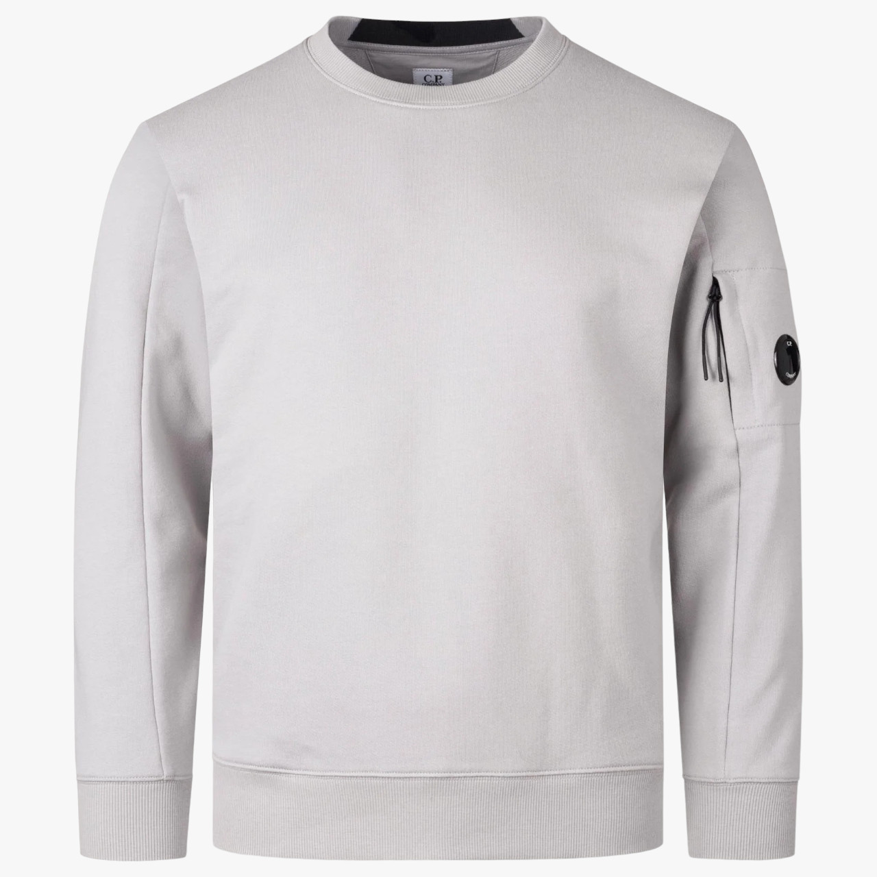 C.P. Company Cotton Diagonal Fleece Lens Sweatshirt Drizzle Grey