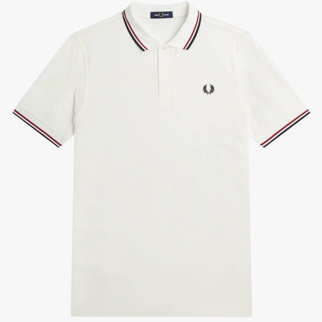 FRED PERRY M3600 TWIN TIPPED POLO SHIRT SNOW WHITE
