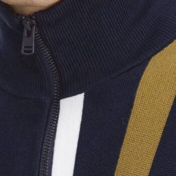 Fred Perry K7621 Striped Knitted Track Jacket Navy