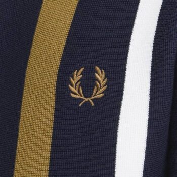 Fred Perry K7621 Striped Knitted Track Jacket Navy