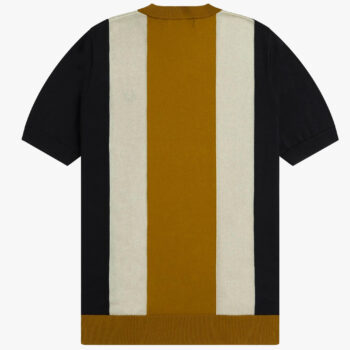 Fred Perry K7853 Striped Fine Knit T-Shirt Black Oat