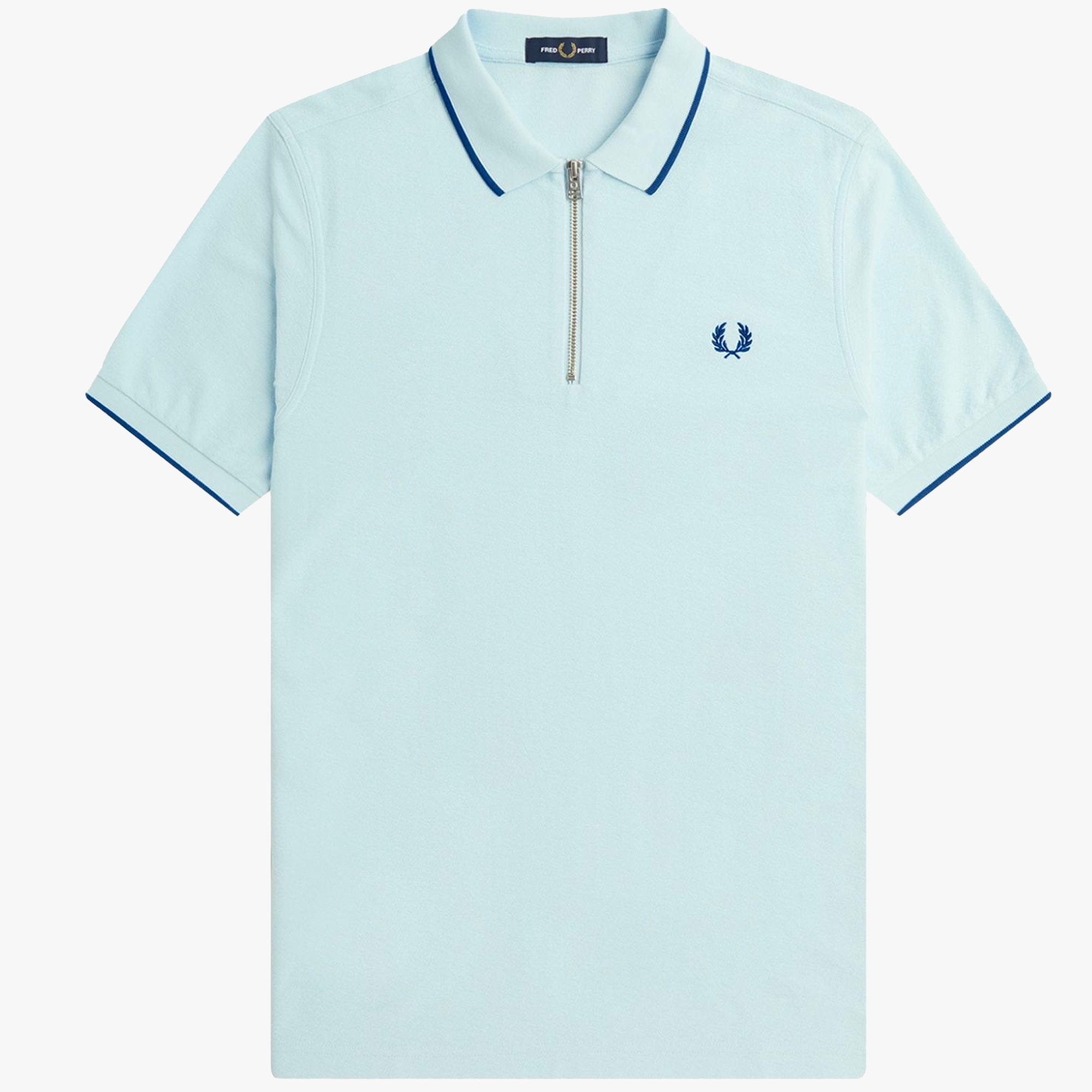 Fred Perry M7729 Crepe Pique Zip Neck Polo Shirt Light Ice