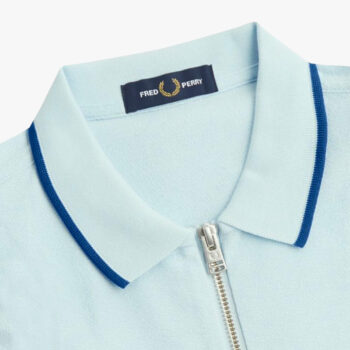 Fred Perry M7729 Crepe Pique Zip Neck Polo Shirt Light Ice
