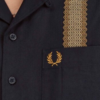 Fred Perry M7768 Tape Detail Revere Collar Shirt Black