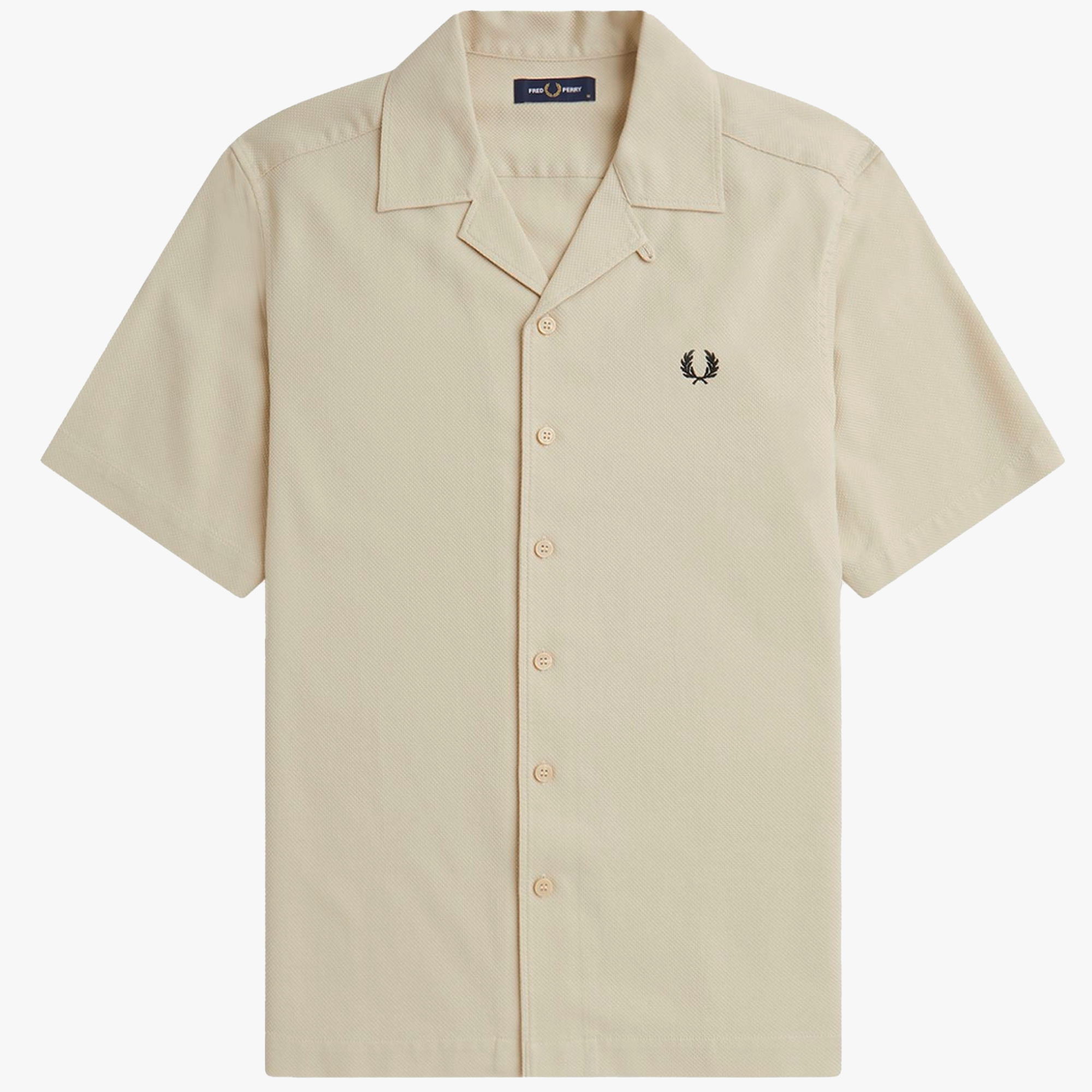 Fred Perry M7774 Pique Texture Revere Collar Shirt Oatmeal