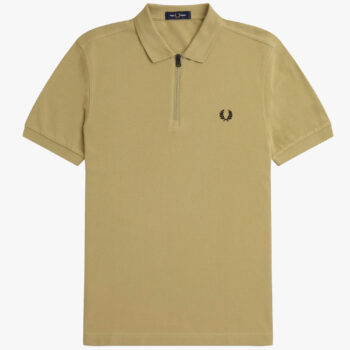 Fred Perry M7787 Zip Neck Polo Shirt Warm Stone