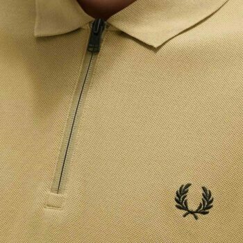 Fred Perry M7787 Zip Neck Polo Shirt Warm Stone