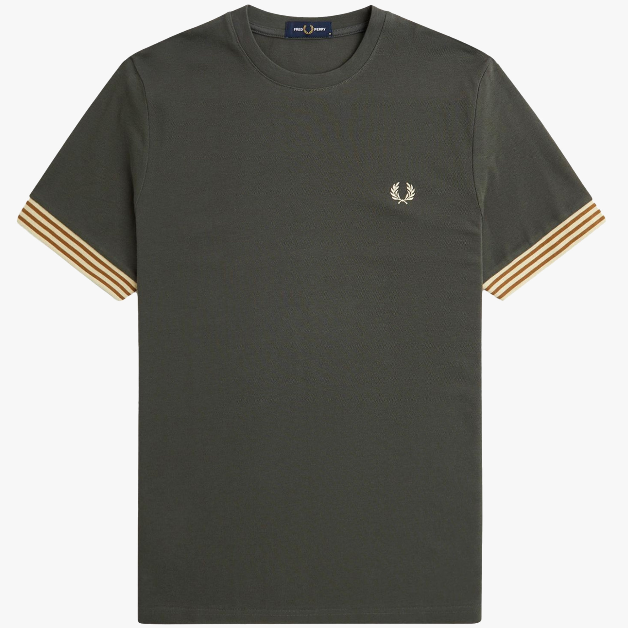 Fred Perry Striped Cuff T-Shirt Field Green