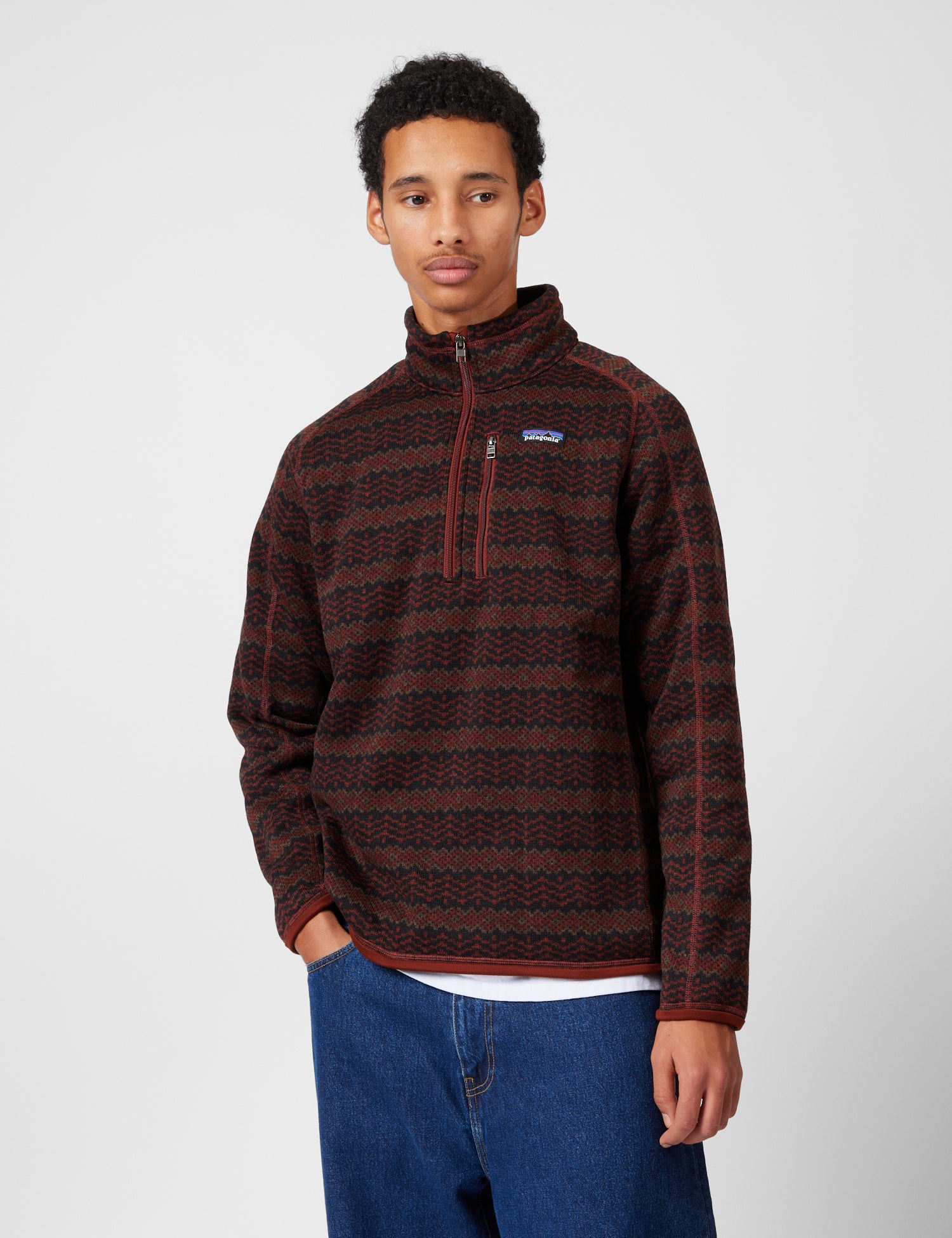 Patagonia Better Sweater 1/4 Zip Fleece (Woven Together) - Dried Vanilla - Burgundy / S