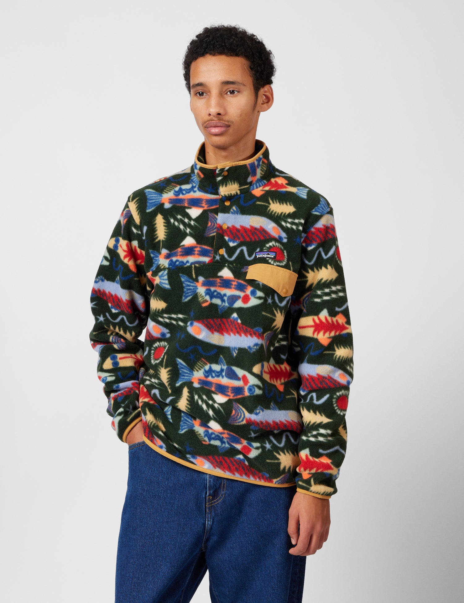 Patagonia LW Synchilla Snap-T Fleece - Salmon Energy: Old Growth Green - Green / L
